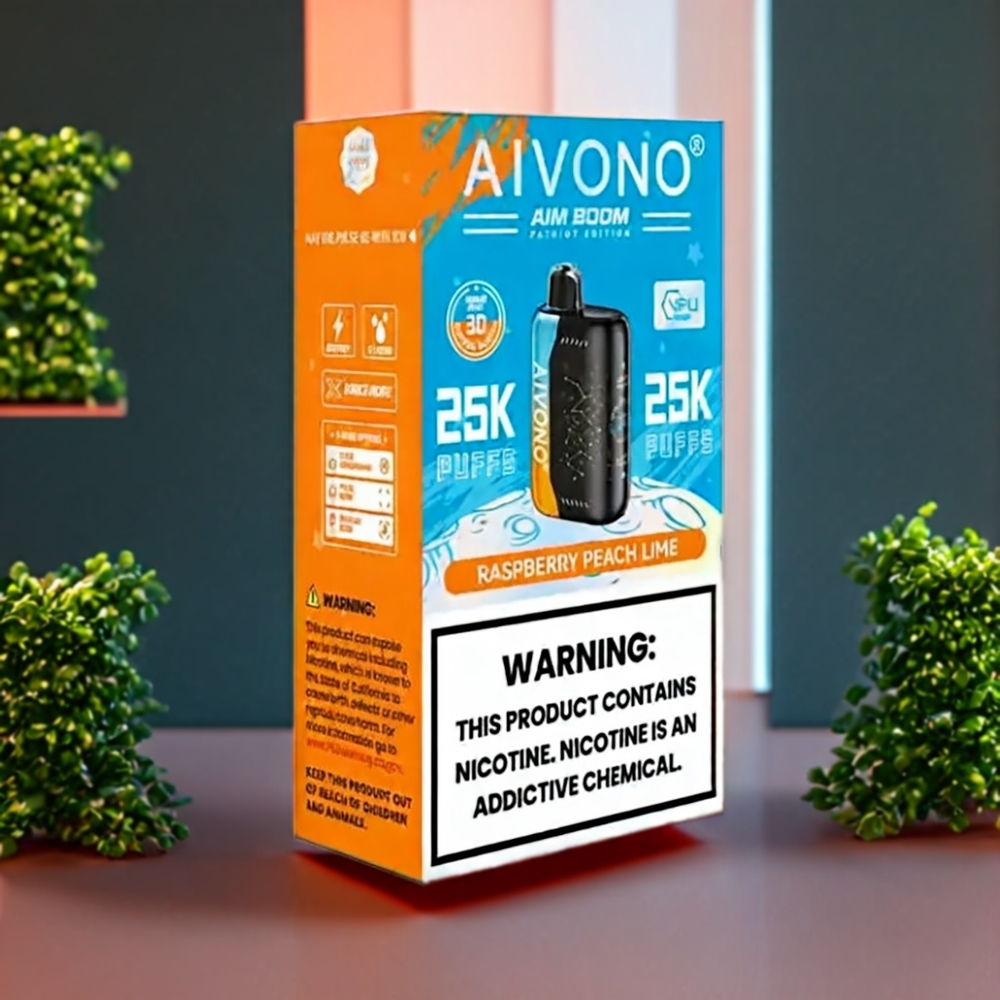 Aivono AIM BOOM Belgique Grossiste 25000 Puffs 28ml E-Liquid Framboise Pêche Citron Vert
