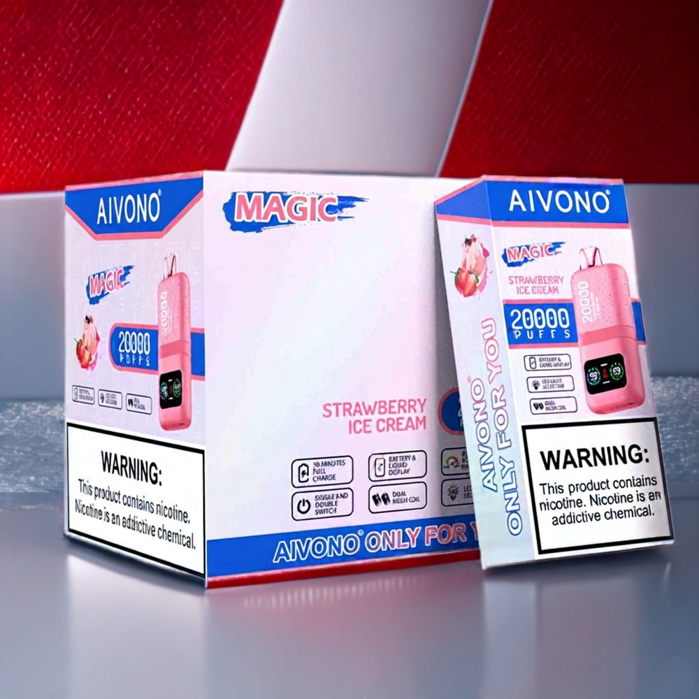 Aivono AIM MAGIC 20 000 Puffs Belgique Grossiste 26ml E-liquide et Type-C Rechargeable Fraise Crème Glacée