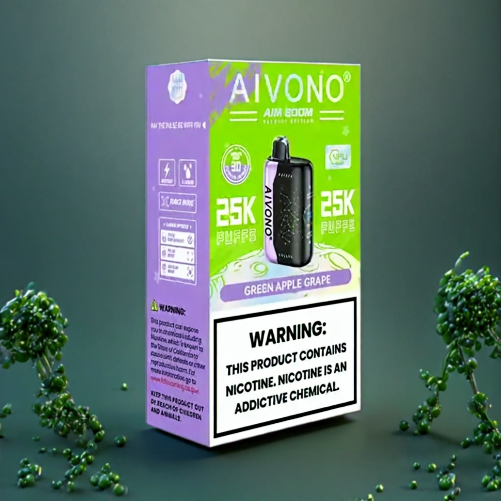 Aivono Aim Boom 25000 Puffs Belgique Grossiste 28ml 650mAh Pomme Verte Raisin