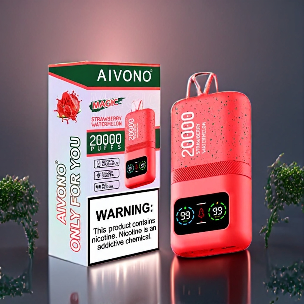 Aivono Aim Magic Belgique Grossiste 20000 Puffs 5 Nicotine LCD Display Fraise Pastèque