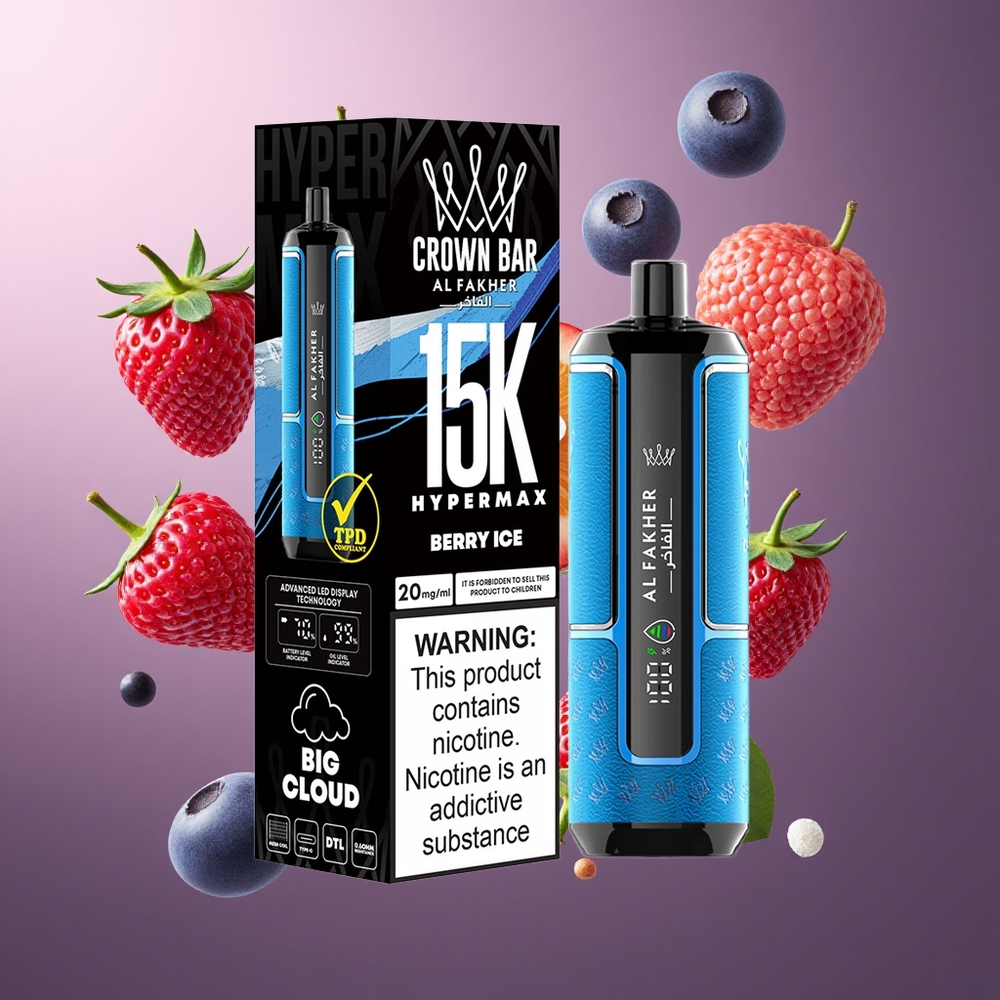 Al Fakher Crown Bar 15K Hypermax Belgique Grossiste Baie Glacée 22ml