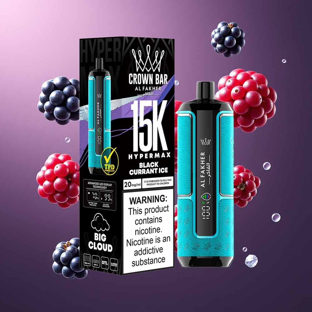 Al Fakher Crown Bar 15K Hypermax Belgique Grossiste Cassis Glacé 22ml