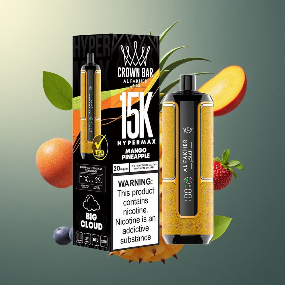 Al Fakher Crown Bar 15K Hypermax Belgique Grossiste Mangue Ananas 22ml