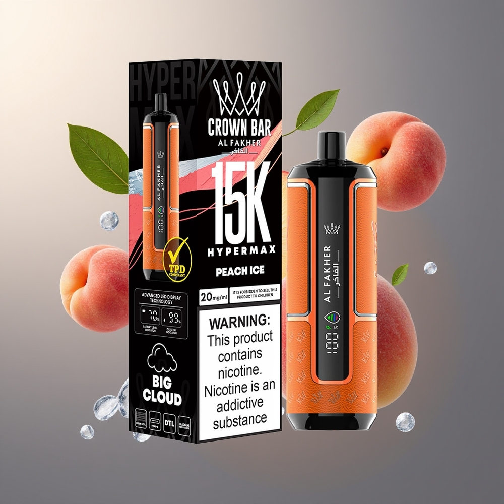 Al Fakher Crown Bar 15K Hypermax Belgique Grossiste Pêche Glace 22ml