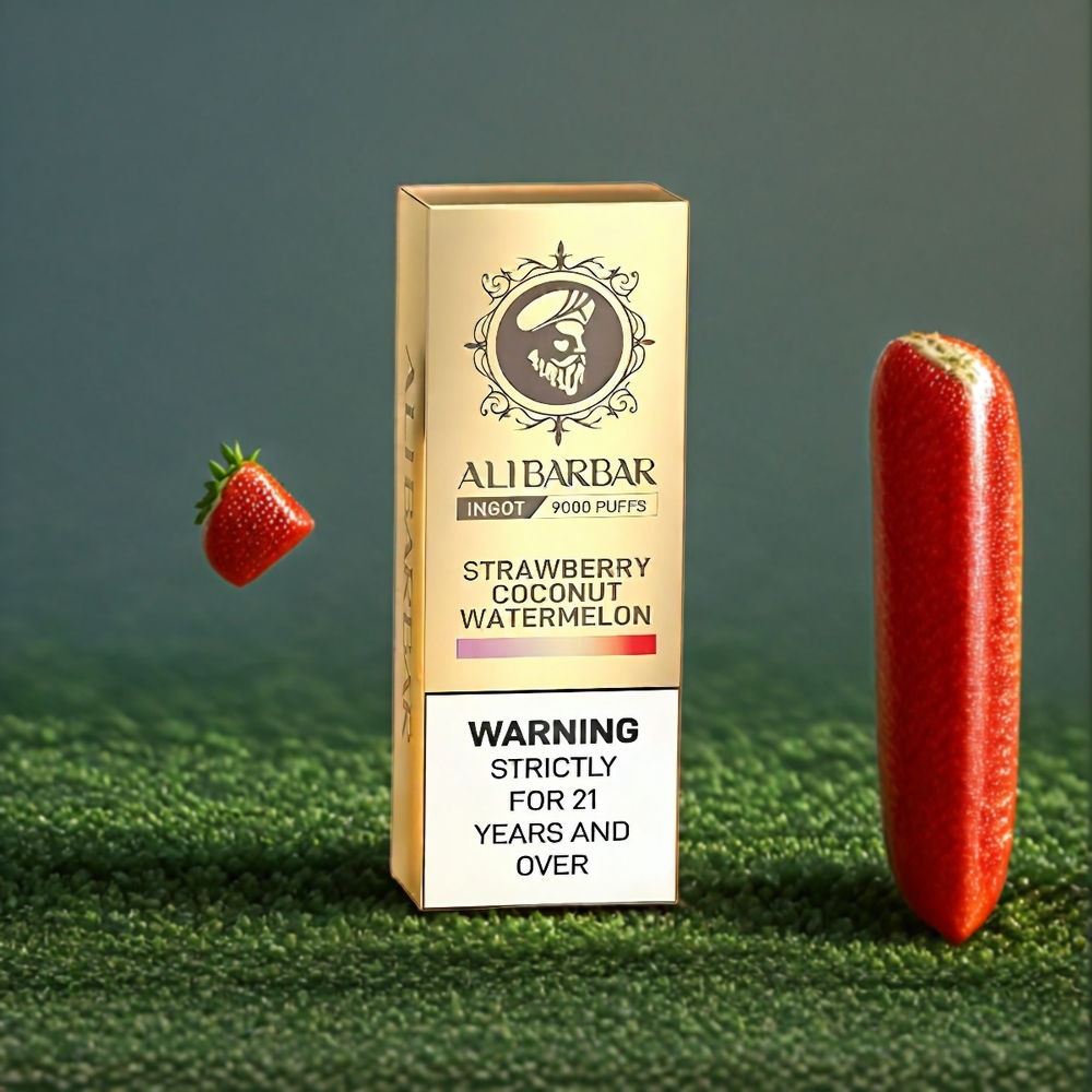 Alibarbar Lingot 9000 Puffs Vape Fraise Noix de Coco Pastèque Belgique Grossiste 22ml 2350mah