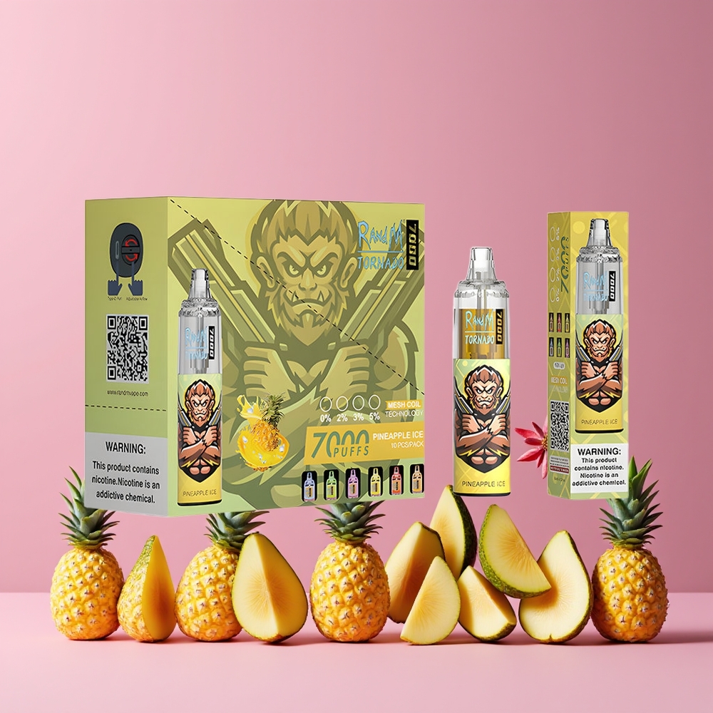 Ananas Glace RandM Fumot Tornado 7000 Puffs 14ML Belgique Grossiste Mesh Coil Type-C