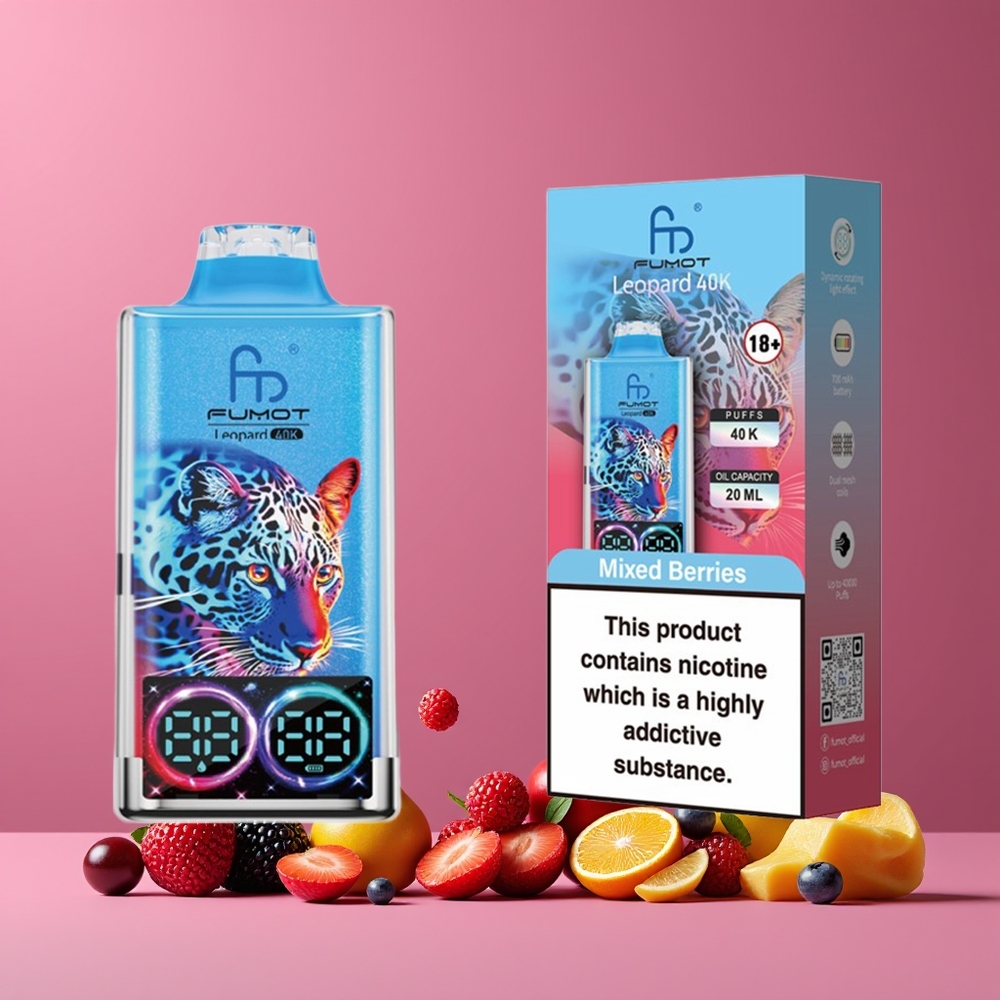 Baies Mixtes Fumot Leopard 40000 Puffs Belgique Grossiste 5 Nicotine Dual Mesh