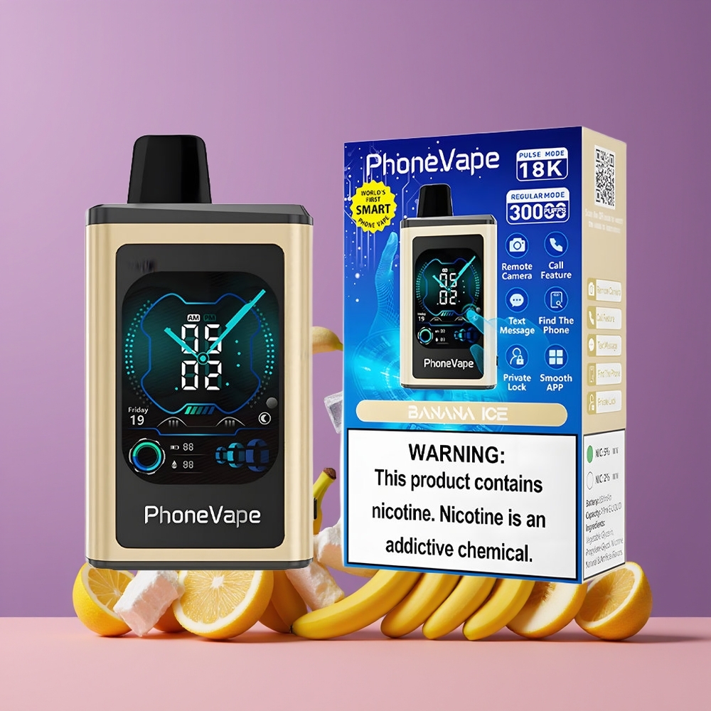 Banane Glacée JNR PhoneVape 30000 bouffées Belgique Grossiste Turbo Mode 5