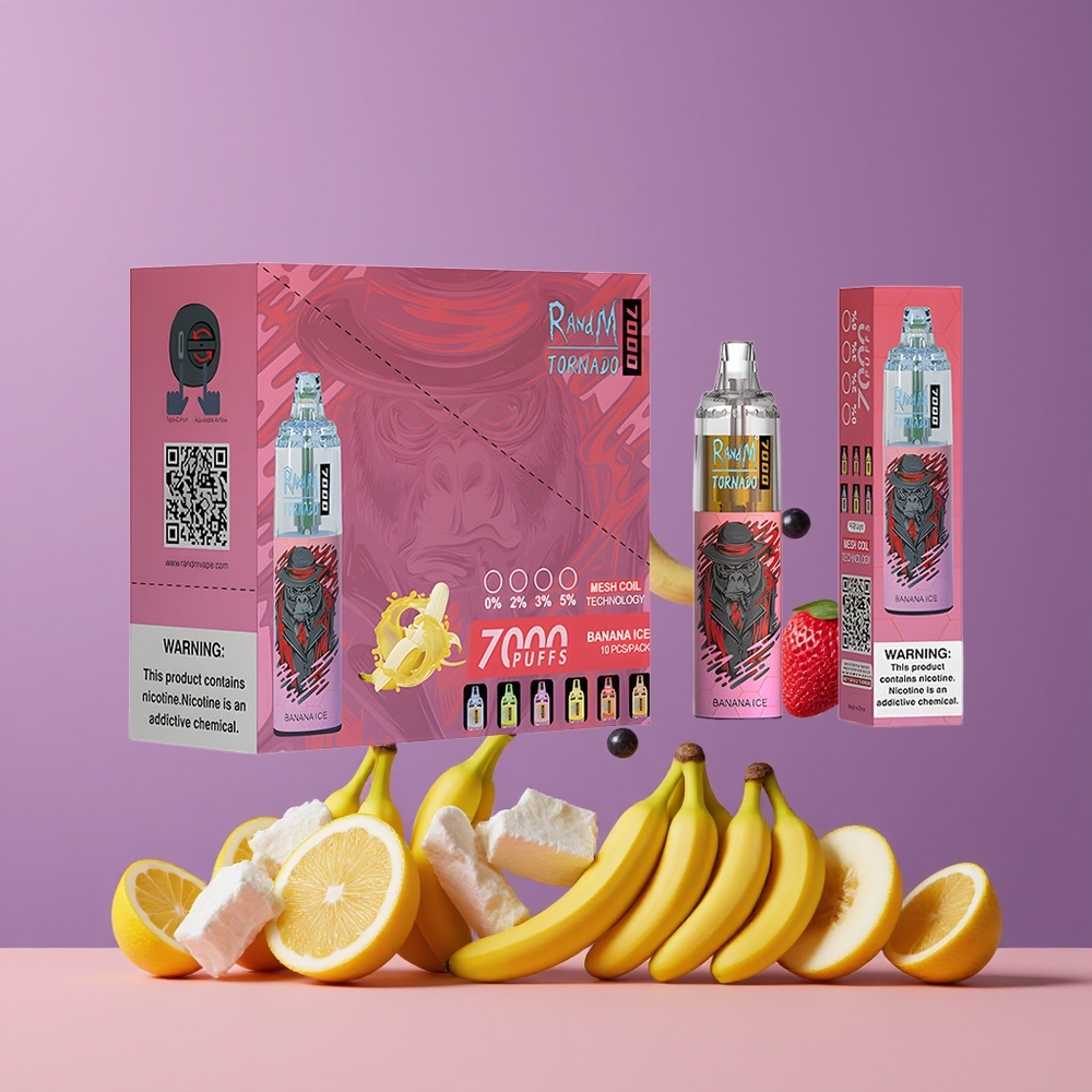 Banane Glacée RandM Fumot Tornado 7000 Bouffées Belgique Grossiste 14ML Air-Réglable