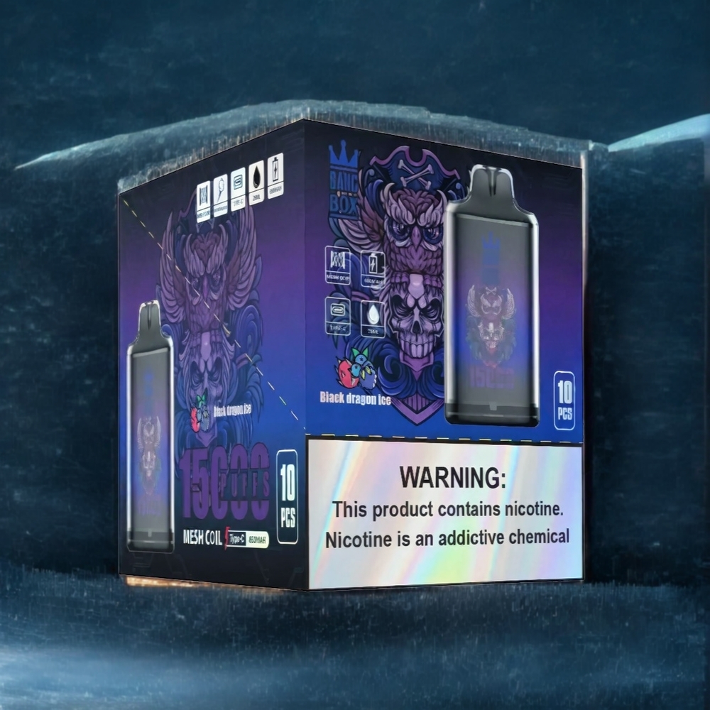 Bang Box 15000 Puffs Vape Dragon Noir Glacé Belgique Grossiste - 23ml/5 - 1 boîte 10 pcs