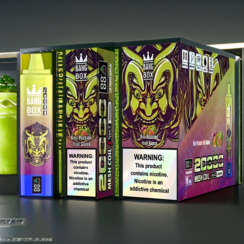 Bang Box 20000 Puffs Belgique Grossiste - Kiwi Fruit de la Passion Goyave 0 Nicotine 850mAh Rechargeable