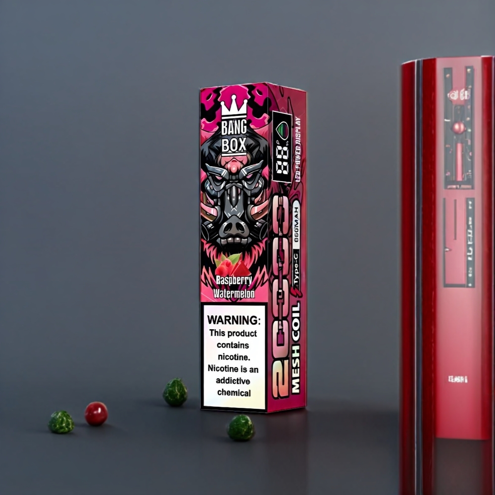 Bang Box 20000 Puffs Belgique Grossiste E-Liquide 35ml et 0 Nicotine Framboise Pastèque