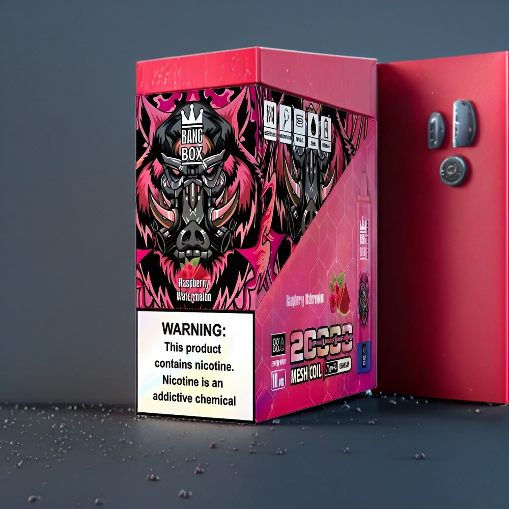 Bang Box 20000 Puffs Belgique Grossiste E-Liquide 35ml et 0 Nicotine Framboise Pastèque