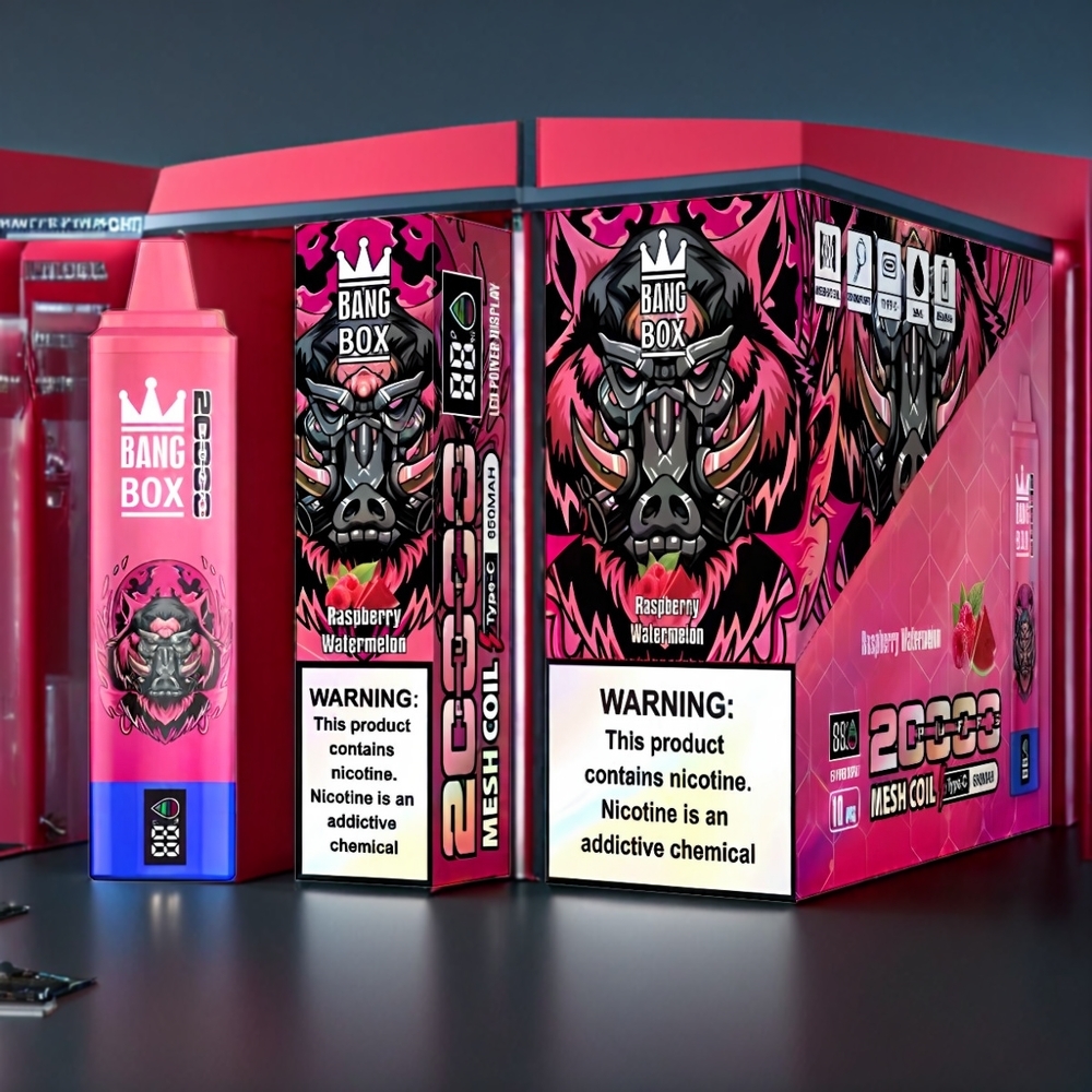 Bang Box 20000 Puffs Belgique Grossiste E-Liquide 35ml et 0 Nicotine Framboise Pastèque