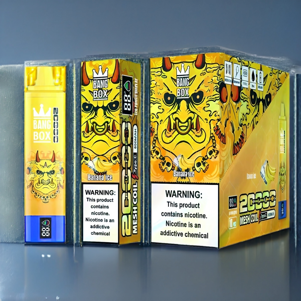 Bang Box 20000 Puffs Belgique Grossiste Vape Banane Glacée 0 Nicotine 35ml E-Liquid