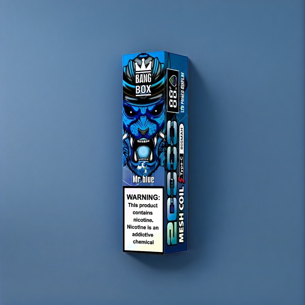 Bang Box 20000 Puffs Belgique Grossiste avec 35ml E-Liquid et Mesh Coil - Monsieur Bleu