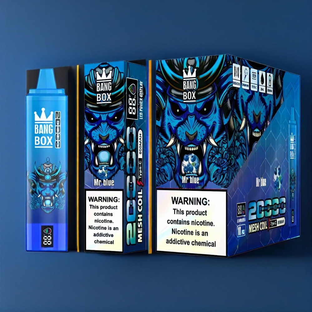 Bang Box 20000 Puffs Belgique Grossiste avec 35ml E-Liquid et Mesh Coil - Monsieur Bleu