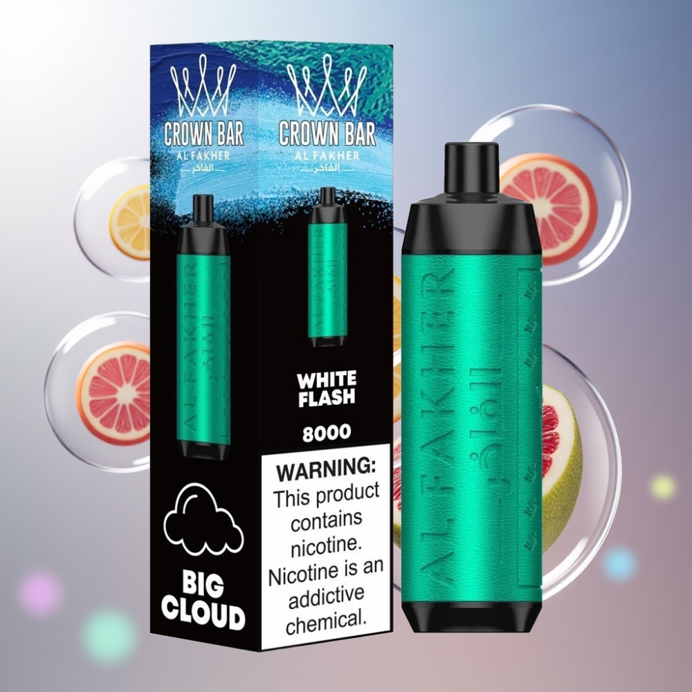 Blanc Flash Al Fakher Crown Bar 8000 Puffs 18ml Belgique Grossiste USB Type-c