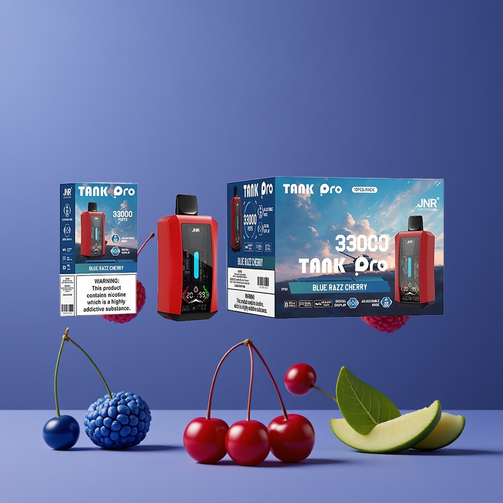 Bleu Framboise Cerise JNR Tank Pro 33000 Puffs 28ml Belgique Grossiste Dual Mesh Coil