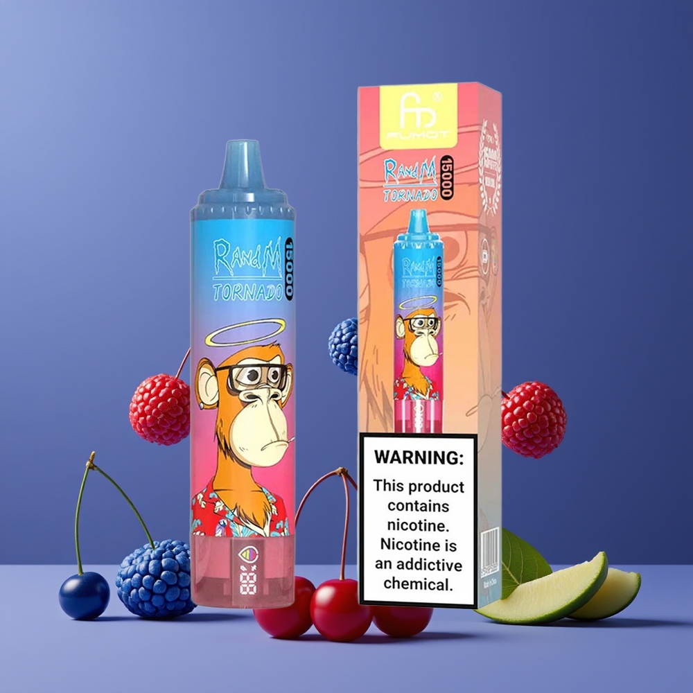 Bleu Framboise Cerise RandM Fumot Tornado 15000 Puffs Belgique Grossiste 25ml Mesh Coil