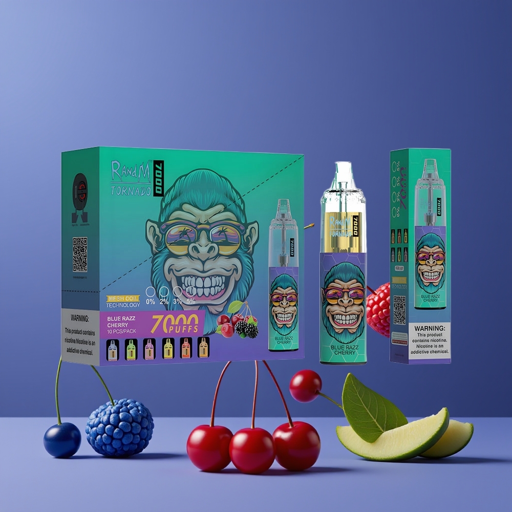Bleu Framboise Cerise RandM Fumot Tornado 7000 Puffs 14ML Belgique Grossiste Type-C RGB