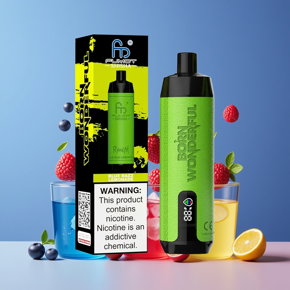 Bleu Framboise Citronnée RandM Fumot Shisha 10000 Puffs Belgique Grossiste 18ml 850mAh