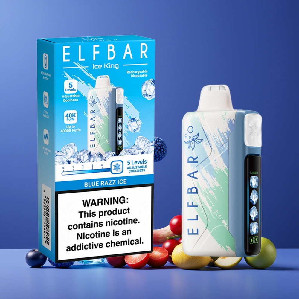 Bleu Framboise Glacée ELF BAR Ice King 40000 Puffs Belgique Grossiste 20ml 5 Nicotine