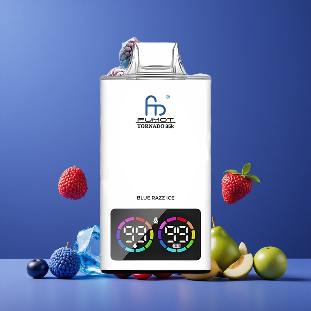 Bleu Framboise Glacée Fumot Tornado 35000 Puffs Belgique Grossiste Dual Mesh Coil 15ml