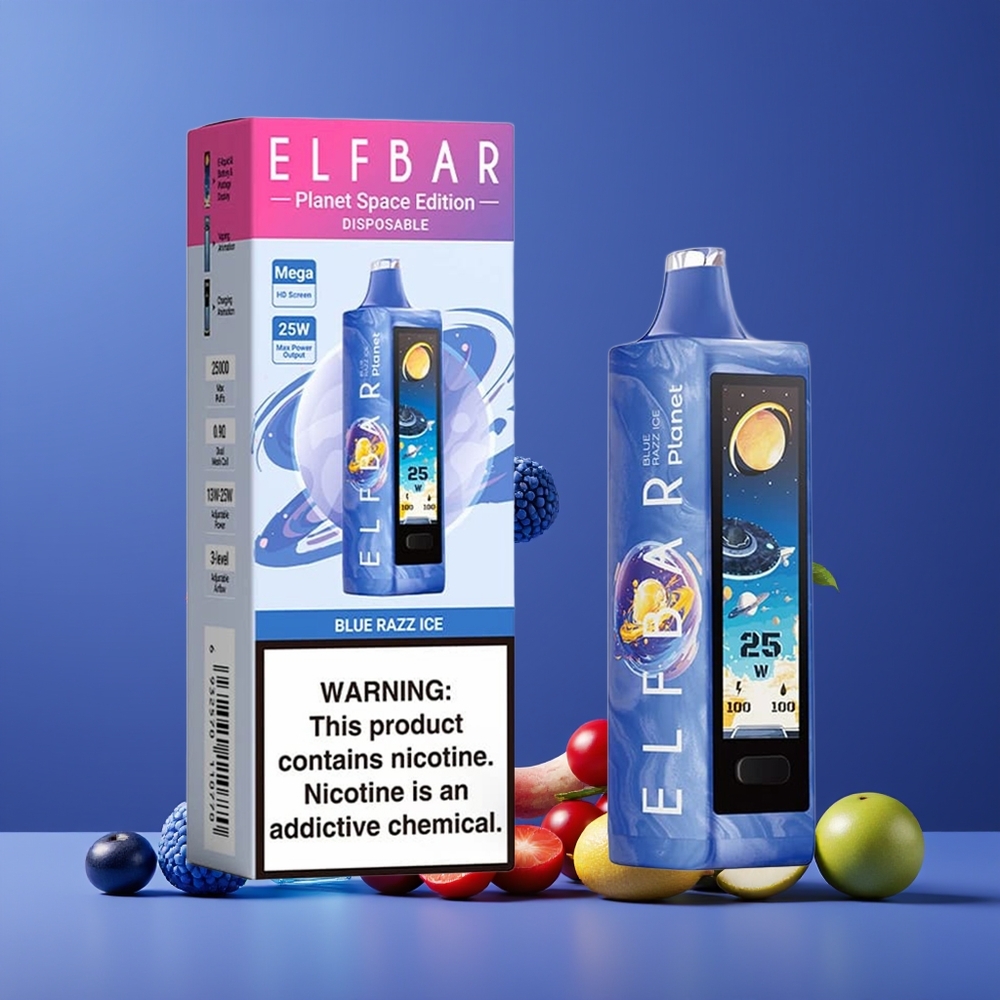 Bleu Framboise Mentholé ELF BAR Planet 25000 Puffs Belgique Grossiste Mesh 18ml