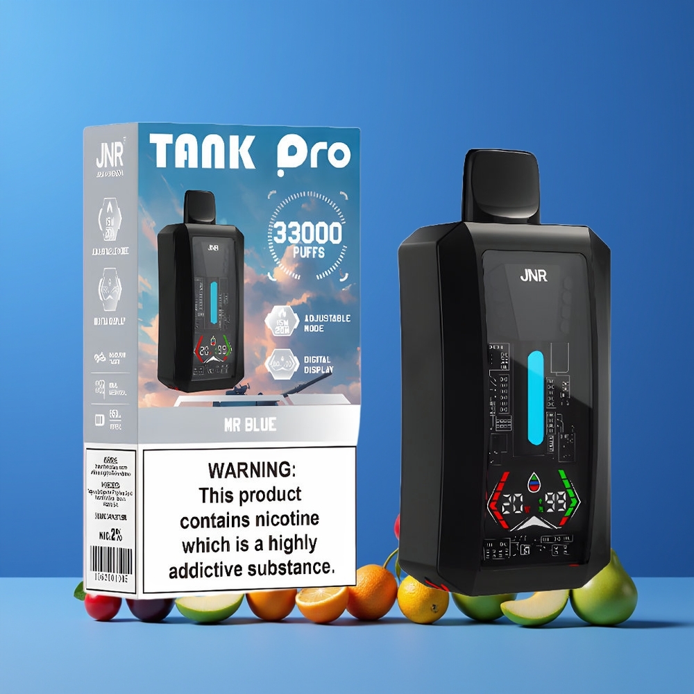 Bleu Mr JNR Tank Pro 33000 Puffs 28ml Belgique Grossiste Dual Mesh Coil