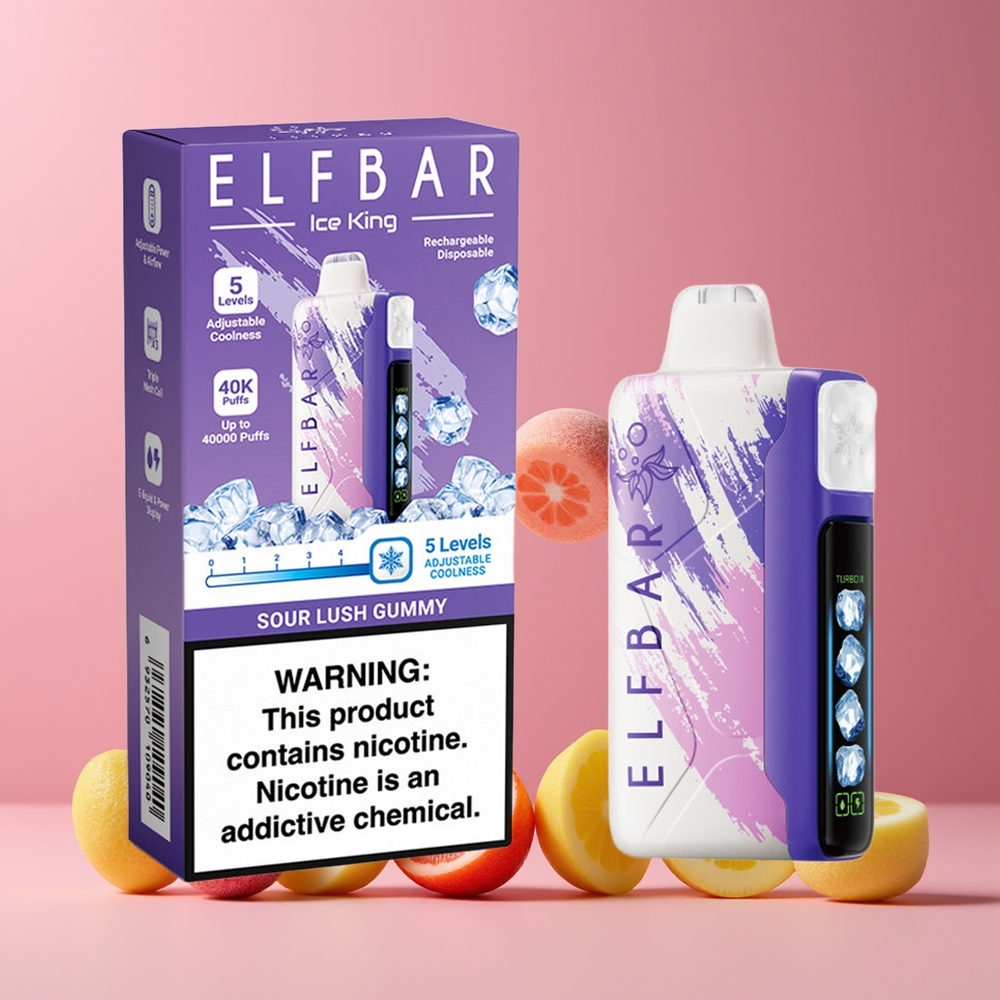 Bonbon Acidulé Juteux ELF BAR Ice King 40000 Puffs Belgique Grossiste 20ml 5 Nicotine