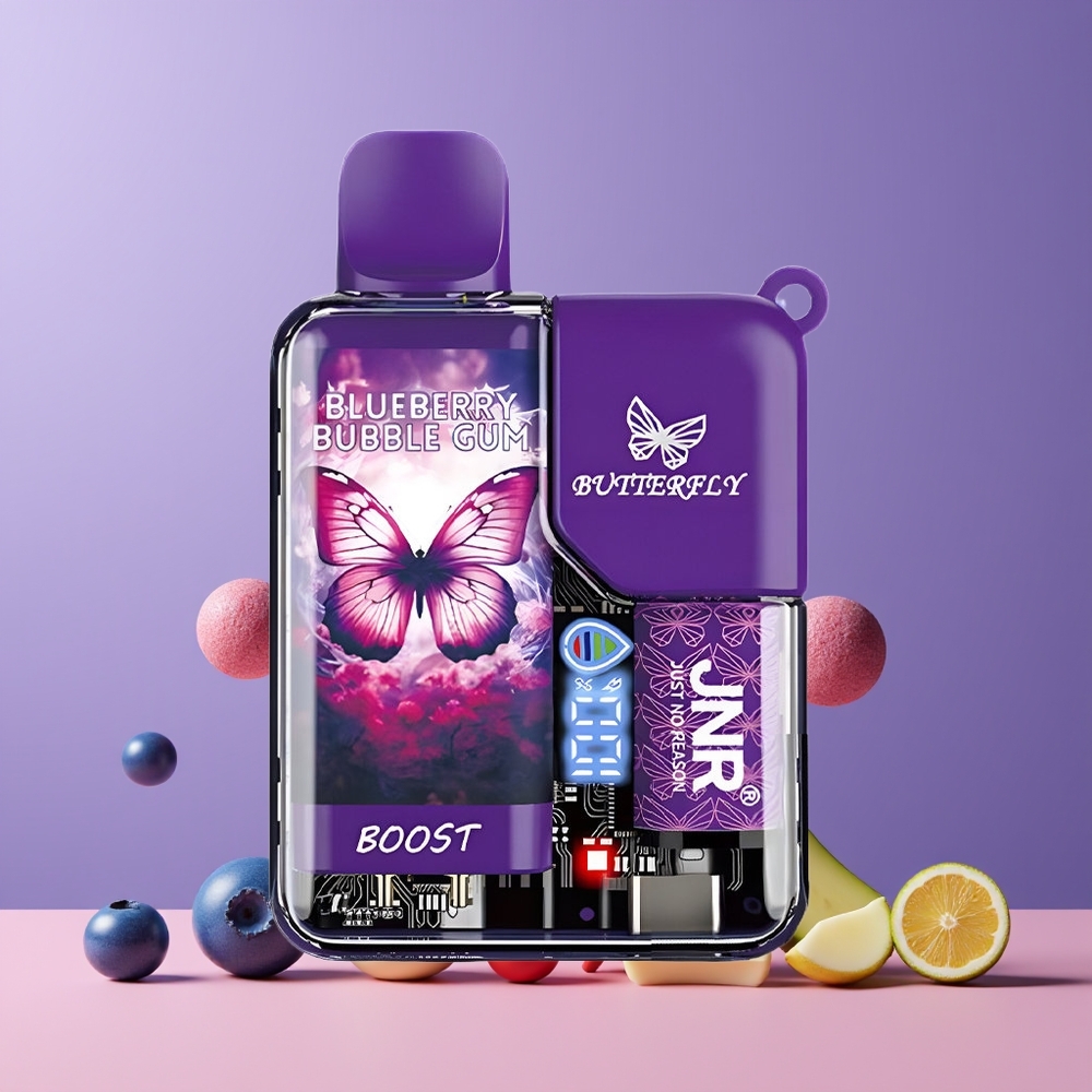 Bubble Gum Myrtille JNR Butterfly 8500 Puffs Belgique Grossiste 15ml  1200mAh