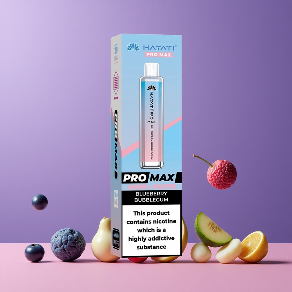 Bubblegum Myrtille Hayati Pro Max 4000 Puffs 5 Nicotine Rechargeable Belgique Grossiste