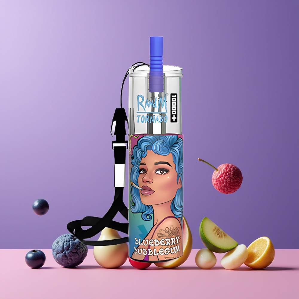 Bubblegum Myrtille RandM Fumot Original Tornado 10000 Plus Belgique Grossiste 20 ml Mesh Coil