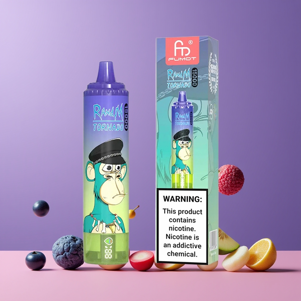 Bubblegum Myrtille RandM Fumot Tornado 15000 Puffs 25ml Belgique Grossiste Mesh Coil