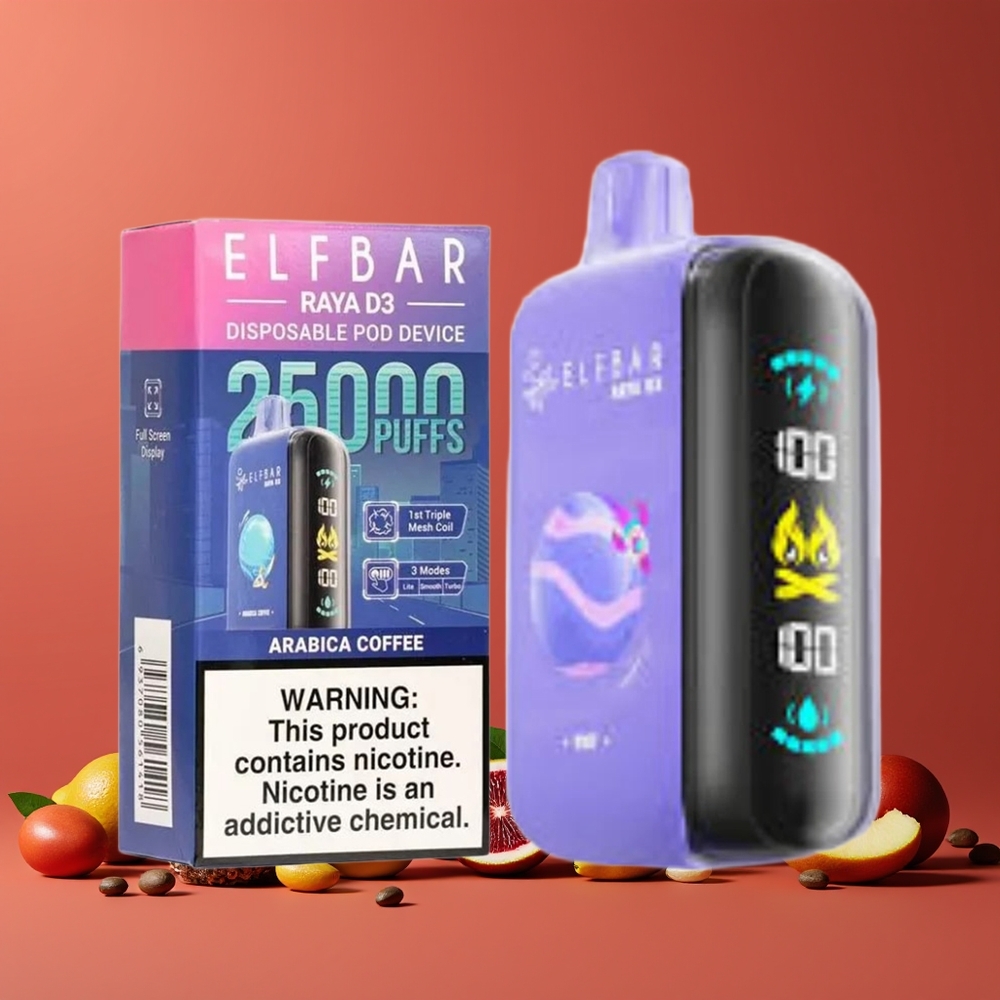 Café Arabique ELF BAR RAYA D3 25000 Puffs Belgique Grossiste 23ml Type-C