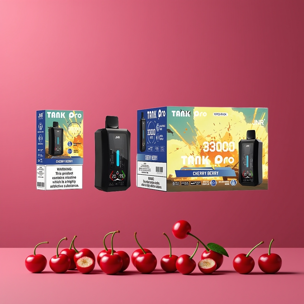 Cerise Baie JNR Tank Pro 33000 Puffs 28ml Belgique Grossiste Dual Mesh Coil