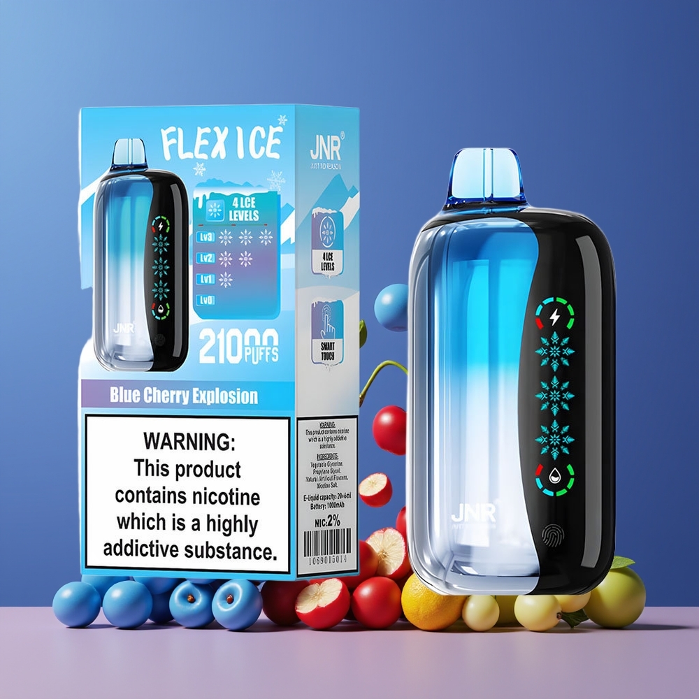 Cerise Bleue Explosion JNR Flex Ice 21000 Puffs Belgique Grossiste 26ml E-liquide 12 Ohm Dual Mesh