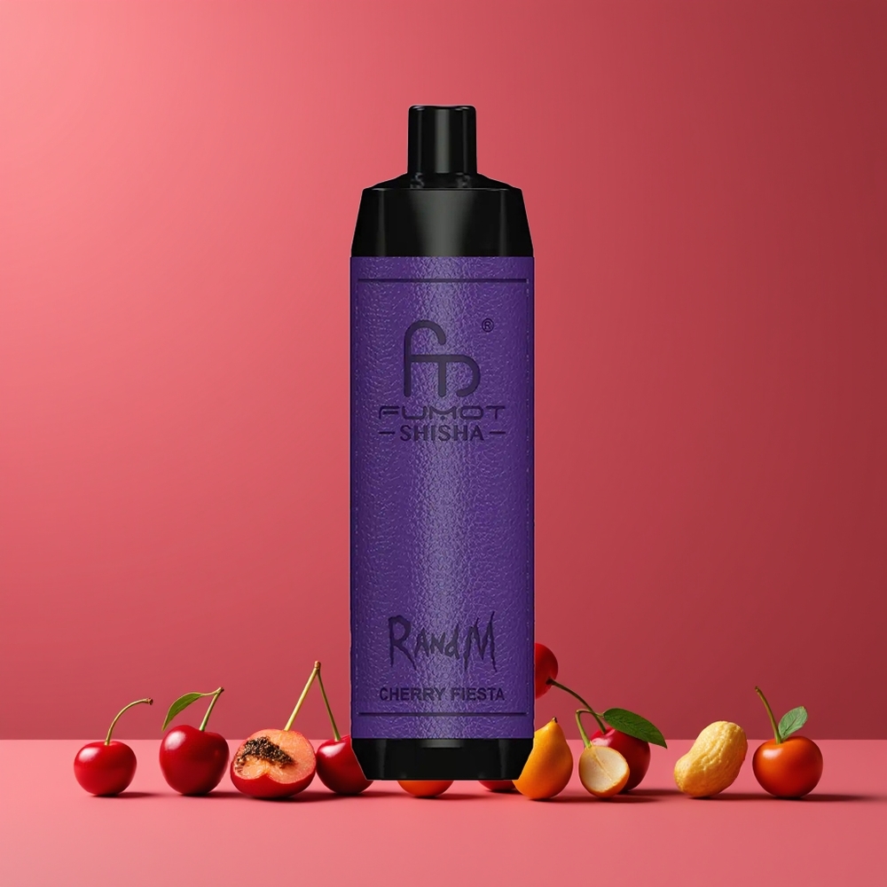 Cerise Fiesta RandM Fumot Shisha 10000 Puffs 18ml Belgique Grossiste Type-C Port