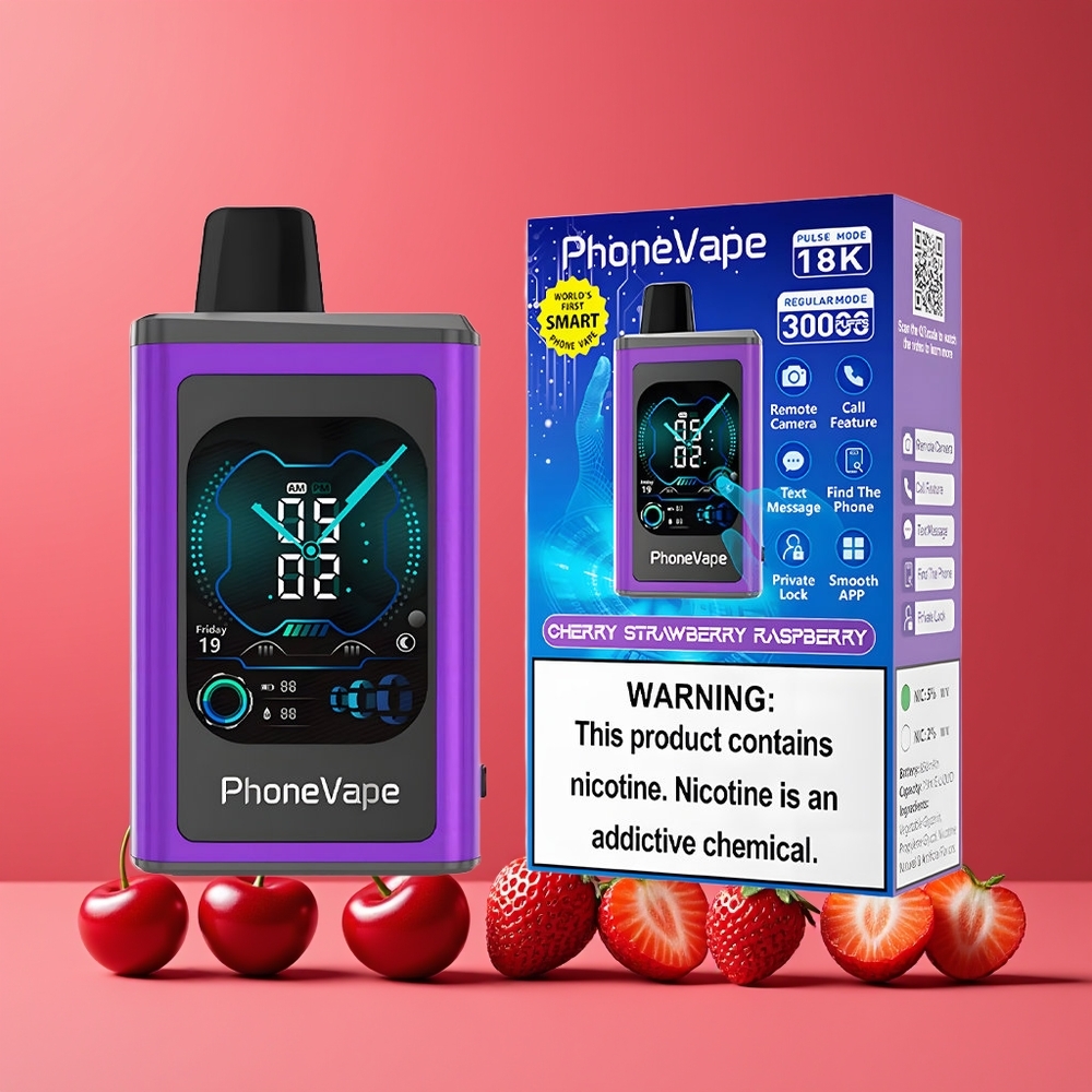 Cerise Fraise Framboise JNR PhoneVape 30000 bouffées Belgique Grossiste 850mAh Turbo