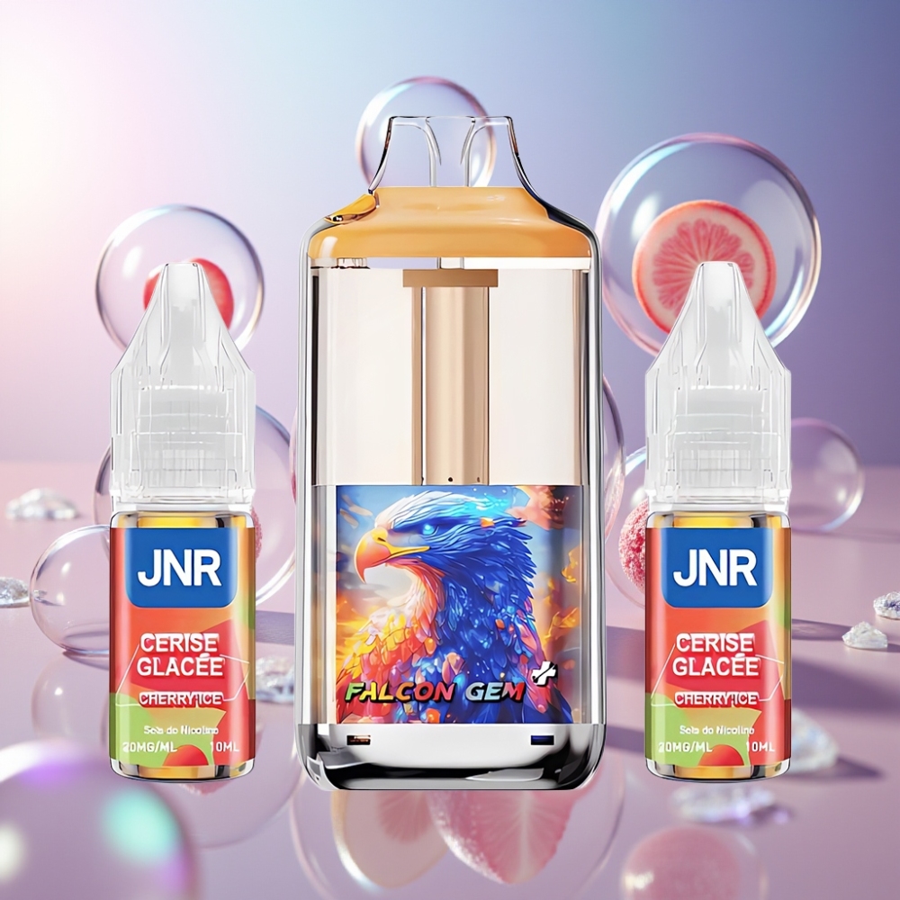 Cerise Glacée JNR Falcon GEM⁺ 30000 Puffs Belgique Grossiste Dual Mesh  Ecran Batterie