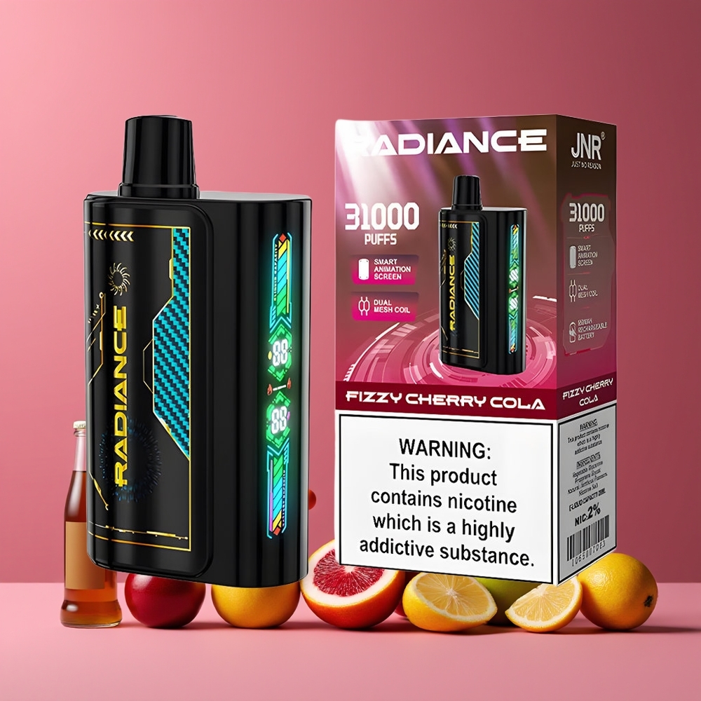 Cerise Pétillante Cola JNR Radiance 31000 Puffs Belgique Grossiste 28ml 2 Nicotine