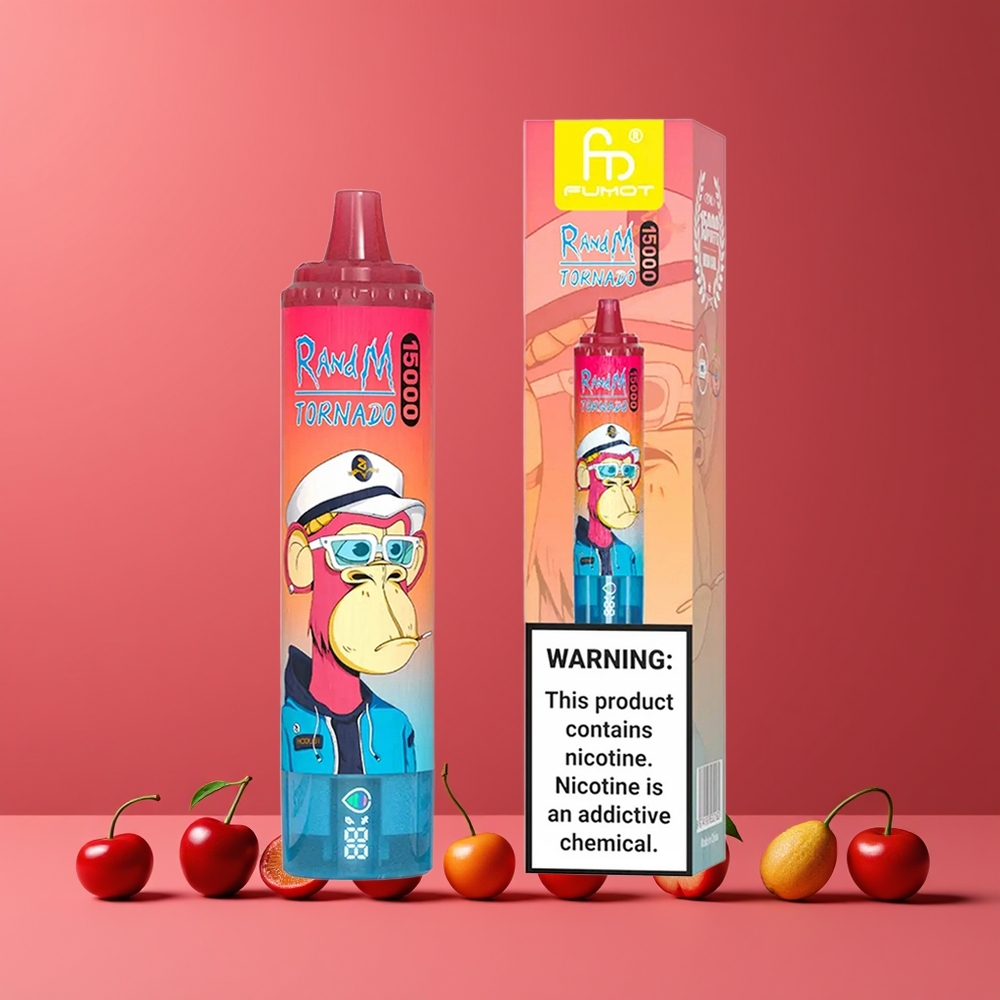 Cerise RandM Fumot Tornado 15000 Puffs 25ml Belgique Grossiste Mesh Coil