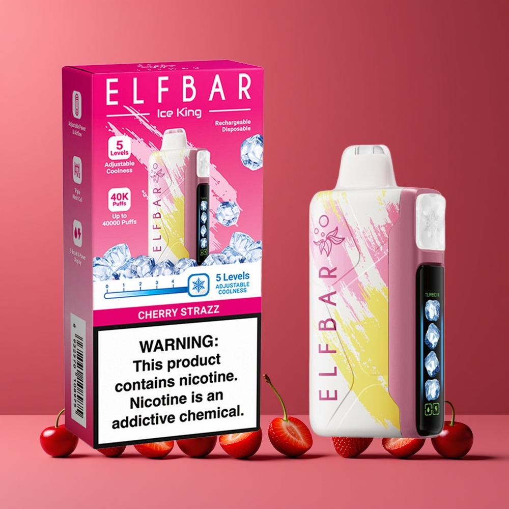 Cerise Strazz ELF BAR Ice King 40000 Puffs Belgique Grossiste 20ml 5 Nicotine LCD