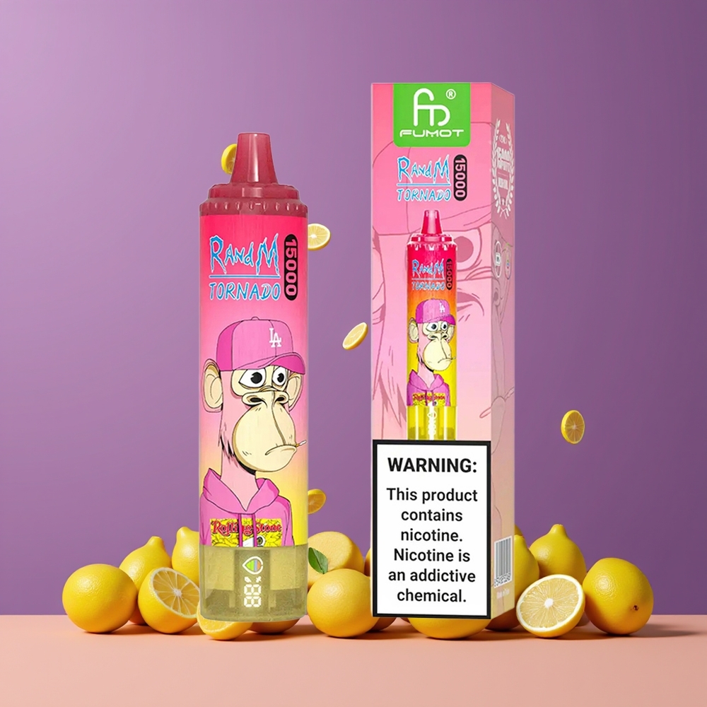 Citron RandM Fumot Tornado 15000 Puffs 25ml Belgique Grossiste USB Type-C LCD