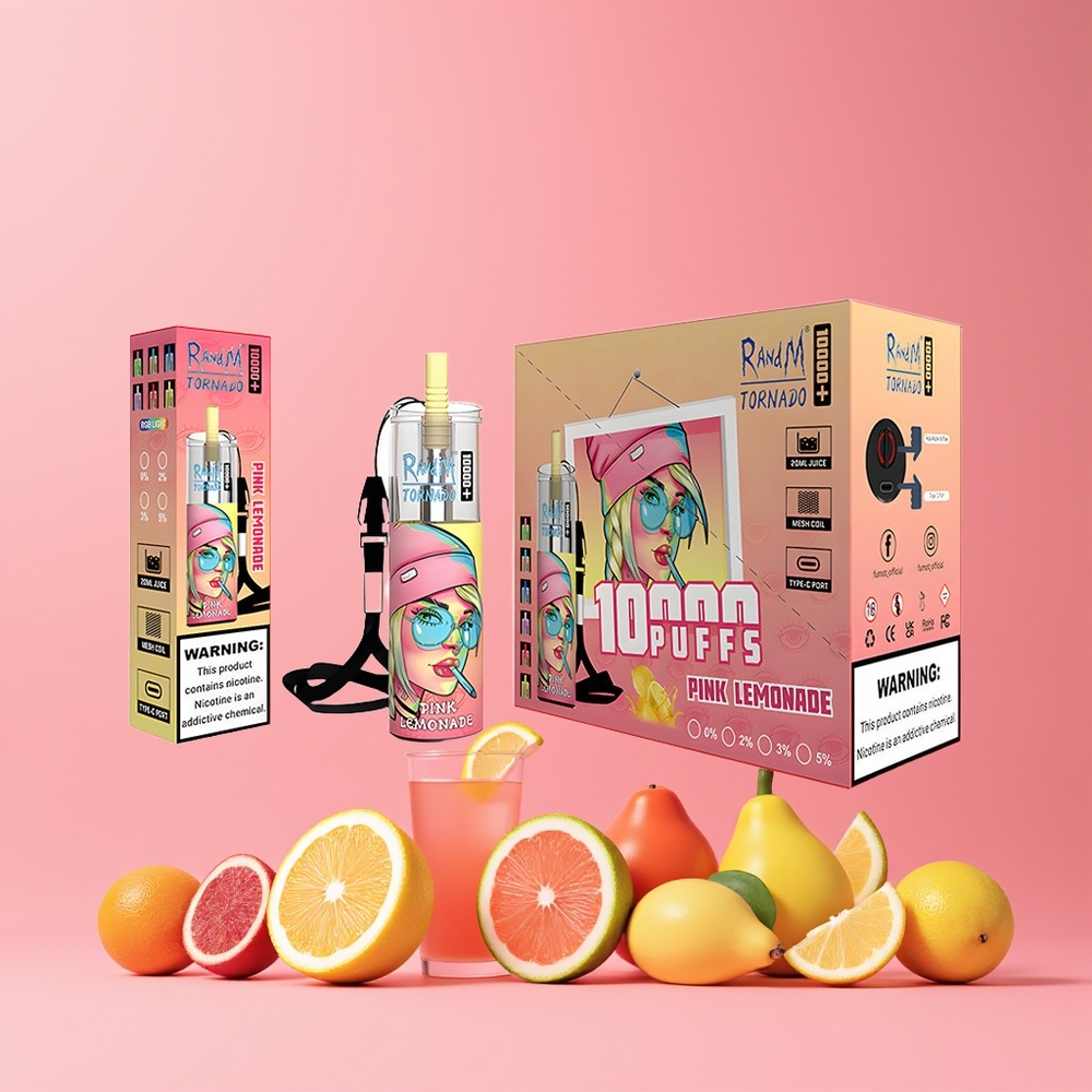 Citron Rose RandM Fumot Original Tornado 10000 Plus Belgique Grossiste 20 ml 850 mAh