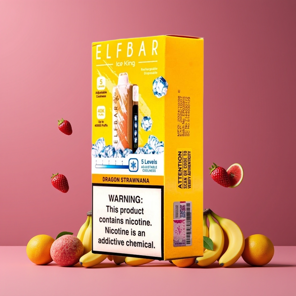Dragon Fraise-Banane ELF BAR Ice King 40000 Puffs Belgique Grossiste 20ml 5 Nicotine
