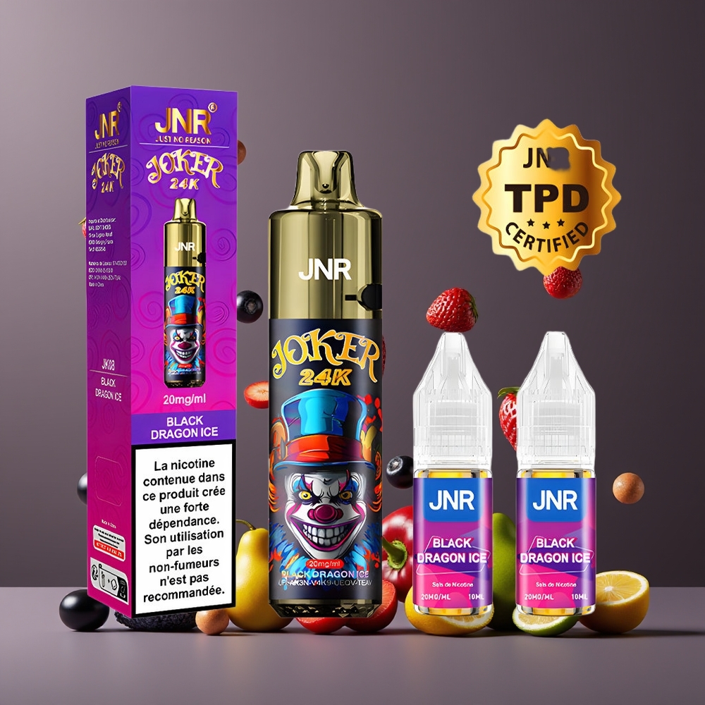 Dragon Noir Glace JNR Joker 24000 Puffs Belgique Grossiste 2 Nicotine 800mAh