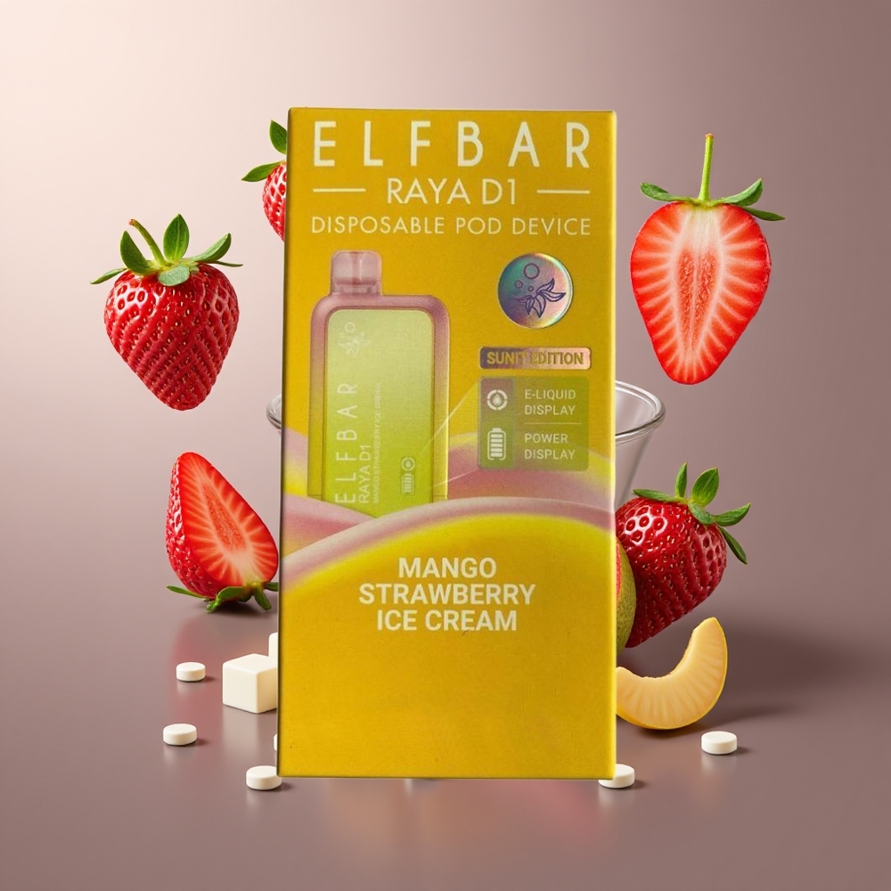 Elf Bar Raya D1 13000 Bouffées Belgique Grossiste Mangue Fraise Glace 18ml 650mAh
