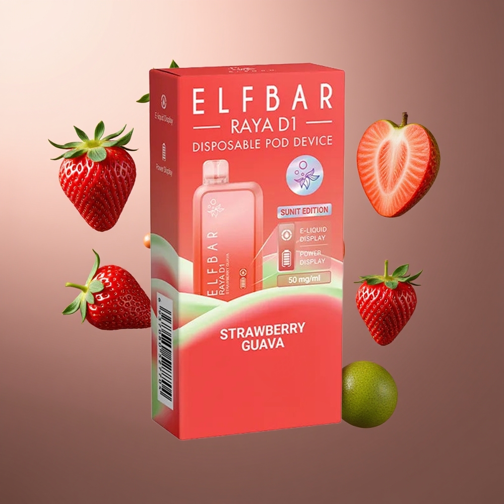 Elf Bar Raya D1 13000 Puffs Belgique Grossiste Fraise Goyave 18ml 50mg/5